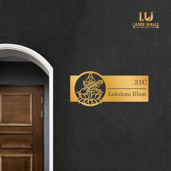 Goddess_Laxhmi_Farm_House_House_Name_Plate_Customised_Name_Plate_Steel_Name_Plate_Lasercut_Name_Plate_Metal_Name_Plate_Office_Signages