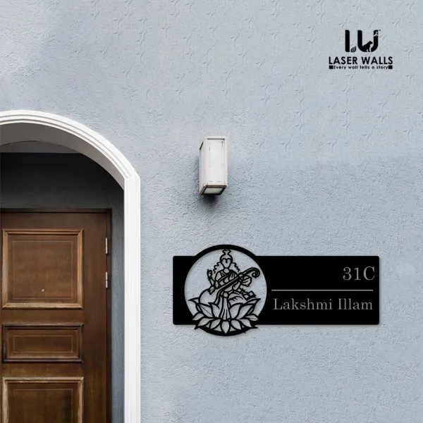 Goddess_Laxhmi_Farm_House_House_Name_Plate_Customised_Name_Plate_Steel_Name_Plate_Lasercut_Name_Plate_Metal_Name_Plate_Office_Signages