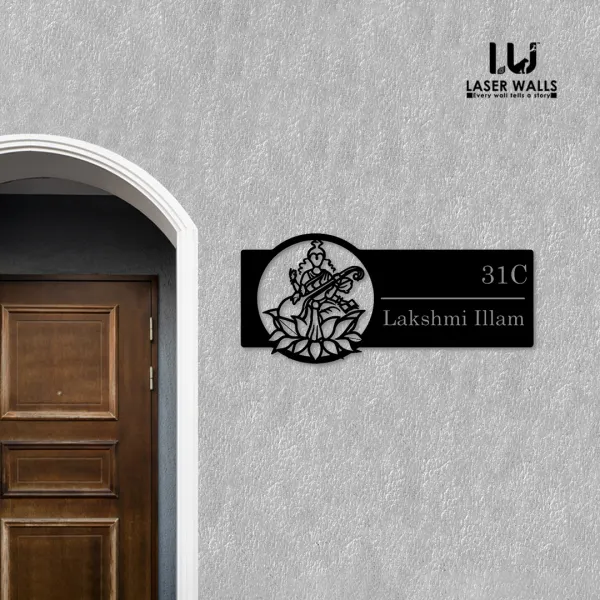 Goddess_Laxhmi_Farm_House_House_Name_Plate_Customised_Name_Plate_Steel_Name_Plate_Lasercut_Name_Plate_Metal_Name_Plate_Office_Signages