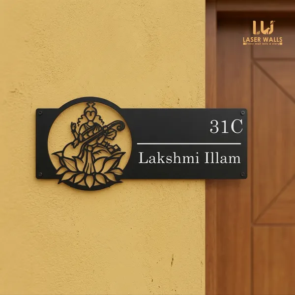 Goddess_Laxhmi_Farm_House_House_Name_Plate_Customised_Name_Plate_Steel_Name_Plate_Lasercut_Name_Plate_Metal_Name_Plate_Office_Signages