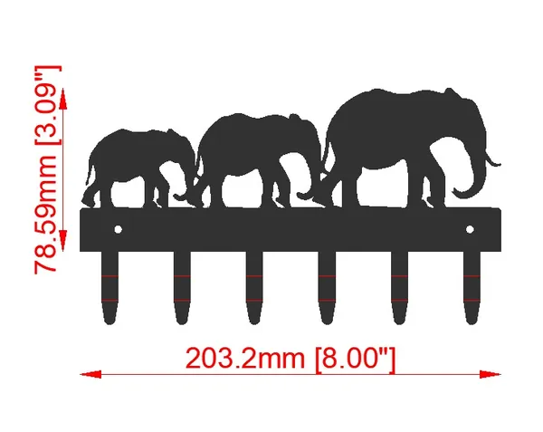 Black_Metal_Elephant_Silhouette_Wall_Mounted_Key_Holder