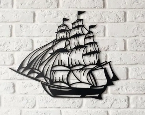 Ship_Metal_Art_From_Laserwall_24_X24_Inch_Black