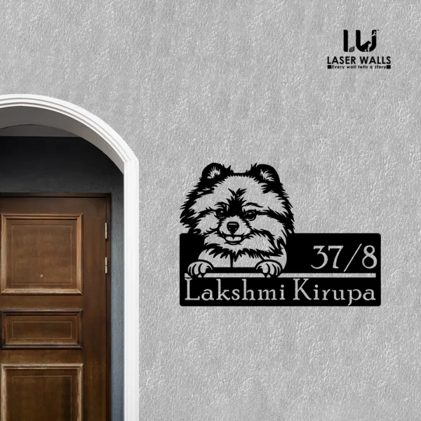 Pomeranian_Dog_Farm_House_House_Name_Plate_Customised_Plate_Steel_Name_Plate_Lasercut_Name_Plate_Metal_Name_Plate_Office_Name_Plate