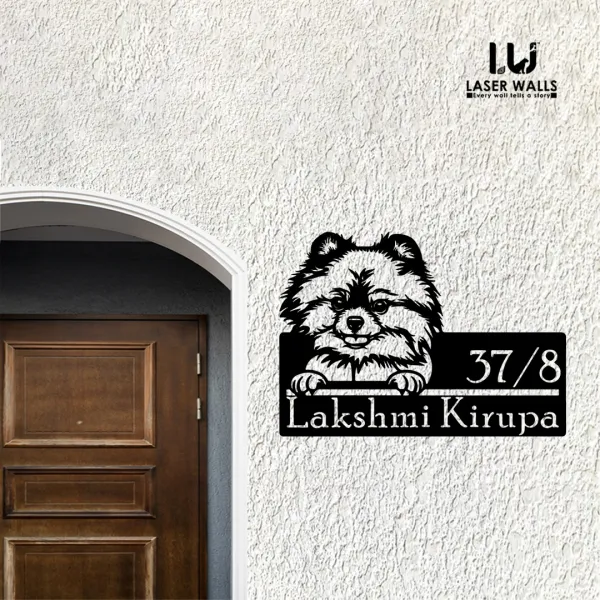Pomeranian_Dog_Farm_House_House_Name_Plate_Customised_Plate_Steel_Name_Plate_Lasercut_Name_Plate_Metal_Name_Plate_Office_Name_Plate