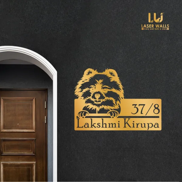 Pomeranian_Dog_Farm_House_House_Name_Plate_Customised_Plate_Steel_Name_Plate_Lasercut_Name_Plate_Metal_Name_Plate_Office_Name_Plate