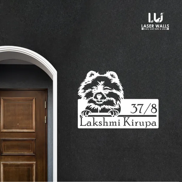 Pomeranian_Dog_Farm_House_House_Name_Plate_Customised_Plate_Steel_Name_Plate_Lasercut_Name_Plate_Metal_Name_Plate_Office_Name_Plate