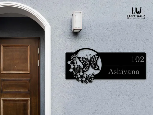 Flower_Name_Plate_Farm_House_House_Name_Plate_Number_Plate_Wooden_Name_Plate_Customised_Number_Plate_Steel_Name_Plate_Lasercut_Name_Plate
