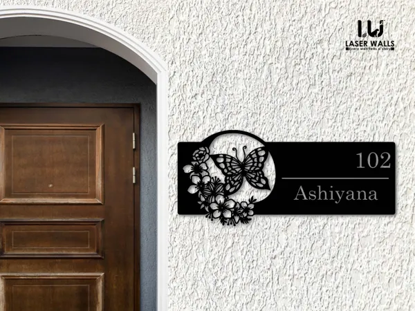 Flower_Name_Plate_Farm_House_House_Name_Plate_Number_Plate_Wooden_Name_Plate_Customised_Number_Plate_Steel_Name_Plate_Lasercut_Name_Plate
