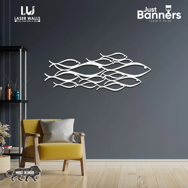 School_Of_Fish_Metal_Wall_Art_Metal_Wall_Decor_Metal_Wall_Art_Wall_Decor_Interior_Housewarming_Gift_Laserwall_Corporate_Art_Abstract_Art
