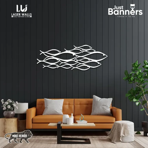 School_Of_Fish_Metal_Wall_Art_Metal_Wall_Decor_Metal_Wall_Art_Wall_Decor_Interior_Housewarming_Gift_Laserwall_Corporate_Art_Abstract_Art