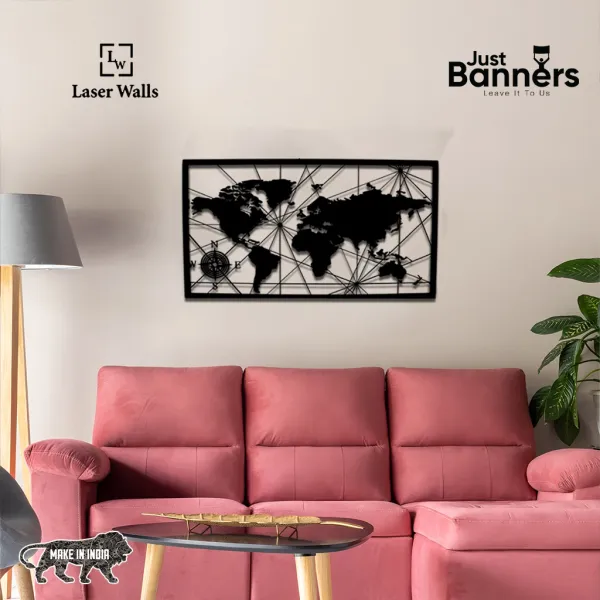 World_Map_Frame_Metal_Art_From_Laserwall_Metal_World_Map_Wall_Art_World_Map_Compass_Continent_Metal_Wall_Decor_Interior_Decoration_Wall_Hangings