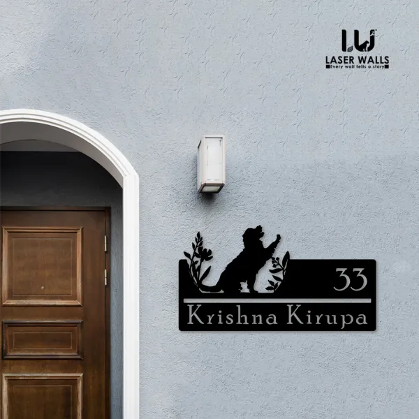 Golden_Retreiver_Dog_Farm_House_House_Name_Plate_Customised_Plate_Steel_Name_Plate_Lasercut_Name_Plate_Metal_Name_Plate_Office_Name_Plate