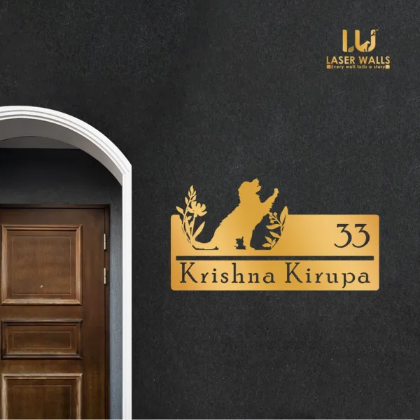 Golden_Retreiver_Dog_Farm_House_House_Name_Plate_Customised_Plate_Steel_Name_Plate_Lasercut_Name_Plate_Metal_Name_Plate_Office_Name_Plate