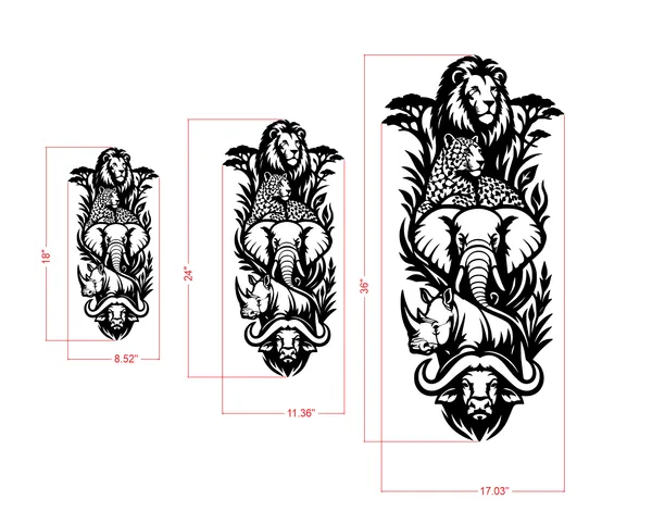 Safari_Wildlife_Metal_Wall_Art_-_Lion_Elemhant_Rhino_Buffalo_Leopard_Steel_Decor_-_Wildlife_Lovers_Gift