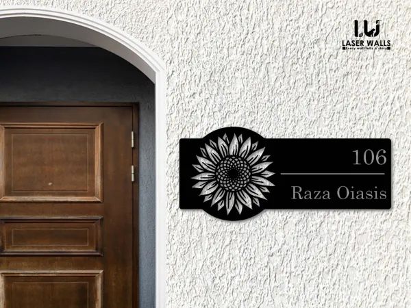 Sunflower_Name_Plate_Farm_House_House_Name_Plate_Number_Plate_Wooden_Name_Plate_Customised_Number_Plate_Steel_Name_Plate_Lasercut_Name_Plate