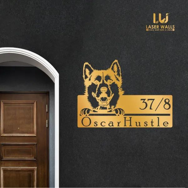 Siberian_Husky_Dog_Farm_House_House_Name_Plate_Customised_Plate_Steel_Name_Plate_Lasercut_Name_Plate_Metal_Name_Plate_Office_Name_Plate