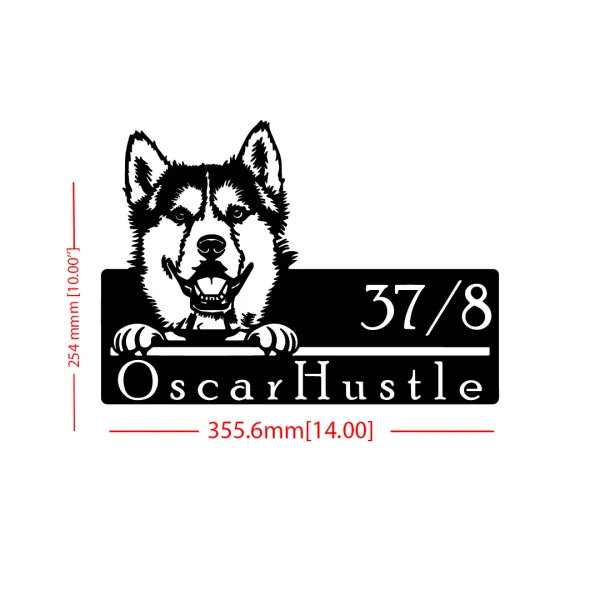 Siberian_Husky_Dog_Farm_House_House_Name_Plate_Customised_Plate_Steel_Name_Plate_Lasercut_Name_Plate_Metal_Name_Plate_Office_Name_Plate