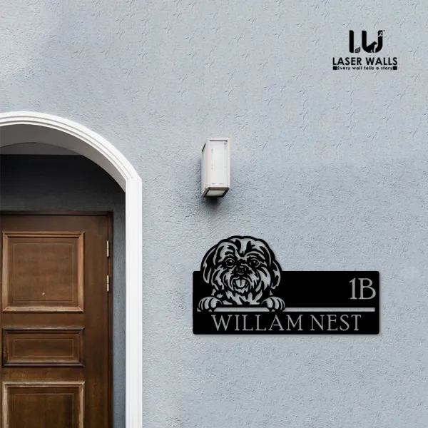 Shih_Tzu_Dog_Farm_House_House_Name_Plate_Customised_Plate_Steel_Name_Plate_Lasercut_Name_Plate_Metal_Name_Plate_Office_Name_Plate