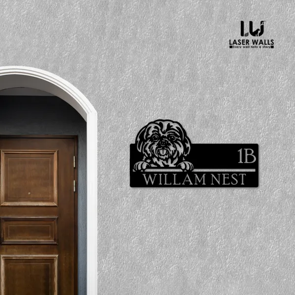 Shih_Tzu_Dog_Farm_House_House_Name_Plate_Customised_Plate_Steel_Name_Plate_Lasercut_Name_Plate_Metal_Name_Plate_Office_Name_Plate