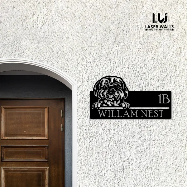 Shih_Tzu_Dog_Farm_House_House_Name_Plate_Customised_Plate_Steel_Name_Plate_Lasercut_Name_Plate_Metal_Name_Plate_Office_Name_Plate