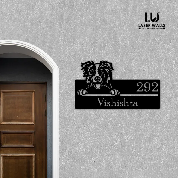 Border_Collie_Dog_Farm_House_House_Name_Plate_Number_Plate_Wooden_Name_Plate_Customised_Number_Plate_Steel_Name_Plate_Lasercut_Name_Plate