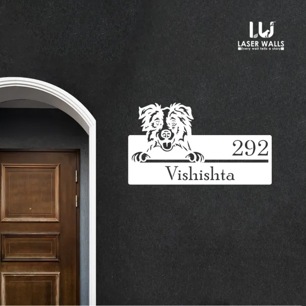 Border_Collie_Dog_Farm_House_House_Name_Plate_Number_Plate_Wooden_Name_Plate_Customised_Number_Plate_Steel_Name_Plate_Lasercut_Name_Plate
