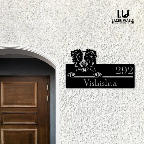 Border_Collie_Dog_Farm_House_House_Name_Plate_Number_Plate_Wooden_Name_Plate_Customised_Number_Plate_Steel_Name_Plate_Lasercut_Name_Plate