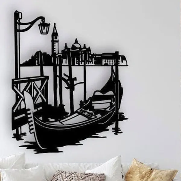 Metal_Boat_Art_From_Laserwall_Beautiful_Landscape_Metal_Decor_Boat_Metal_Decor_Forest_River_Boating_Point_House_Warming_Gift