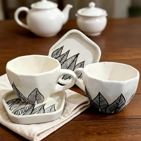 White_Ceramic_&_Porcelain_Drinkware_Set_(Pack_of_4_)