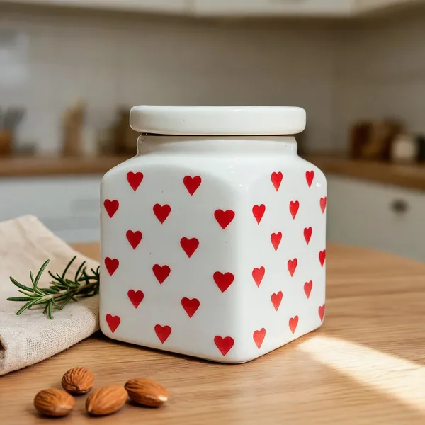 White_&_Red_Ceramic_&_Porcelain_Food_Storage_Container_With_Lid