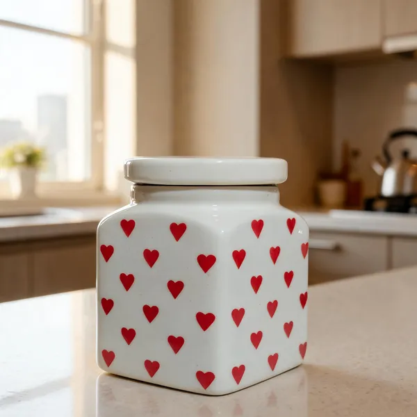 White_&_Red_Ceramic_&_Porcelain_Food_Storage_Container_With_Lid