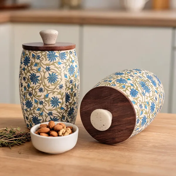 Multicolor_Ceramic_&_Wood_Food_Storage_Container_With_Lid_(Pack_of_2_)