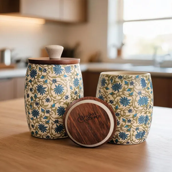 Multicolor_Ceramic_&_Wood_Food_Storage_Container_With_Lid_(Pack_of_2_)