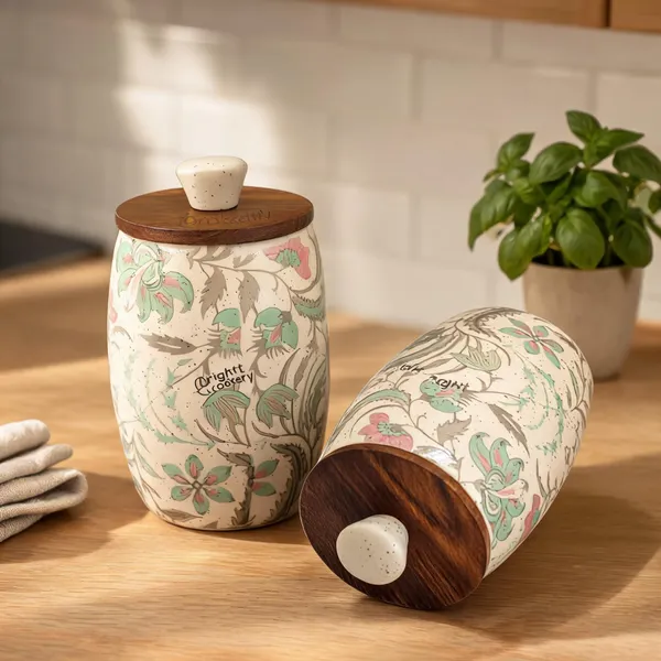 Multicolor_Ceramic_&_Wood_Food_Storage_Container_With_Lid_(Pack_of_2_)