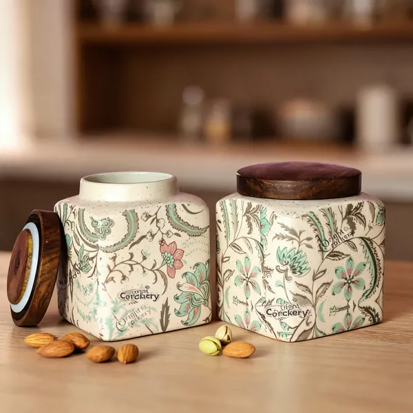 Multicolor_Ceramic_&_Wood_Food_Storage_Container_With_Lid_(Pack_of_2_)