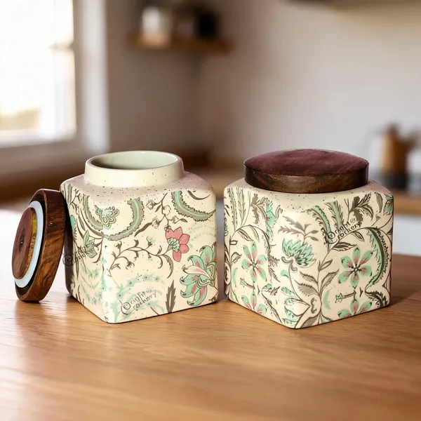 Multicolor_Ceramic_&_Wood_Food_Storage_Container_With_Lid_(Pack_of_2_)