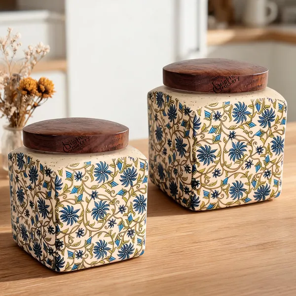 Multicolor_Ceramic_&_Wood_Food_Storage_Container_With_Lid_(Pack_of_2_)
