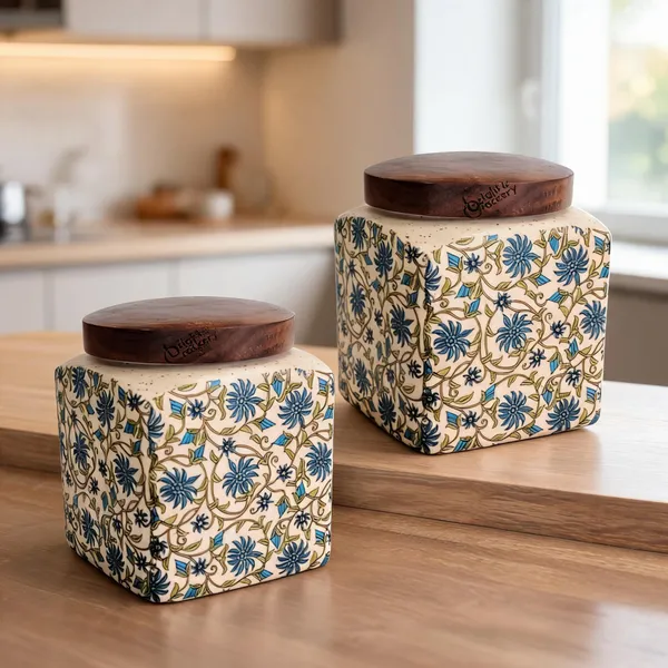 Multicolor_Ceramic_&_Wood_Food_Storage_Container_With_Lid_(Pack_of_2_)
