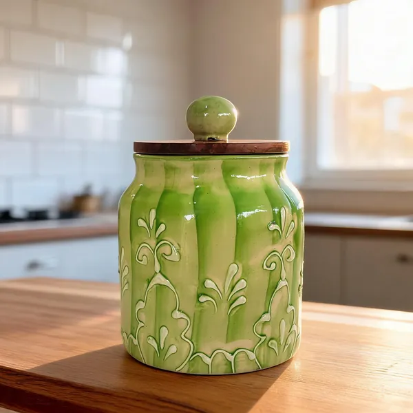 Green_Ceramic_Food_Storage_Container_With_Wooden_Lid