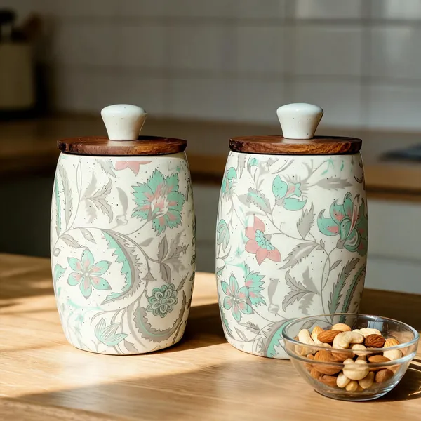 Light_Green_Ceramic_&_Wood_Airtight_Food_Storage_Container_(Pack_of_2_)