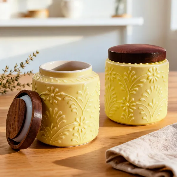 Yellow_&_Brown_Ceramic_Food_Storage_Container_With_Lid_(Pack_of_2_)