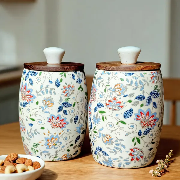 Multicolor_Ceramic_&_Wood_Food_Storage_Container_(Pack_of_2_)