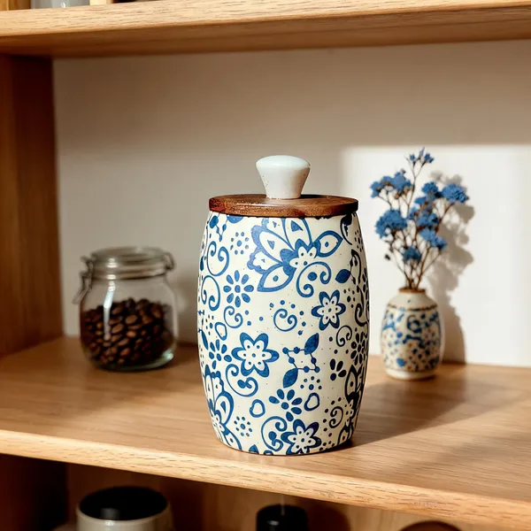 Light_Blue_Ceramic_&_Wood_Airtight_Food_Storage_Container