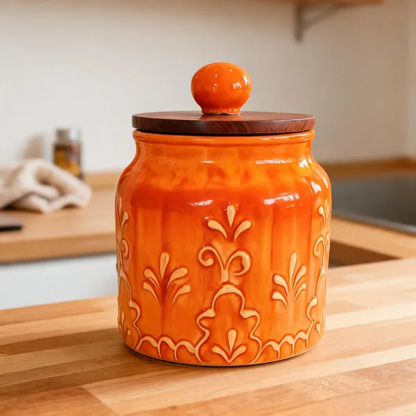 Green_Ceramic_Food_Storage_Container_With_Wooden_Lid