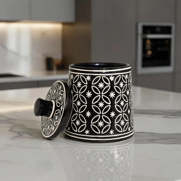 Black_Ceramic_Food_Storage_Container_With_Lid