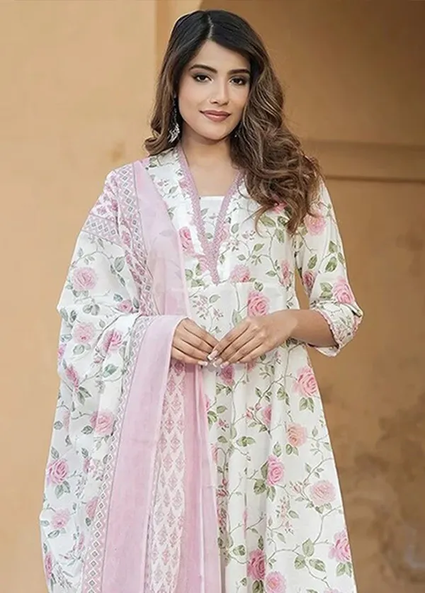 Pink_And_White__Pc_Cotton_Straight_Floral_Print_Kurta_Set_For_Women