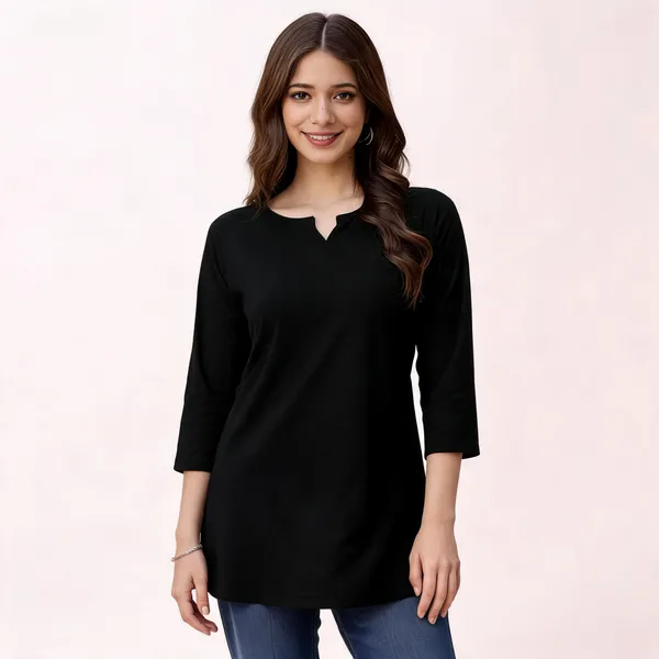 Black_Rayon_Slub_Straight_Fit_Tunic_For_Women