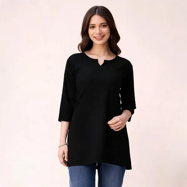 Black_Rayon_Slub_Straight_Fit_Tunic_For_Women