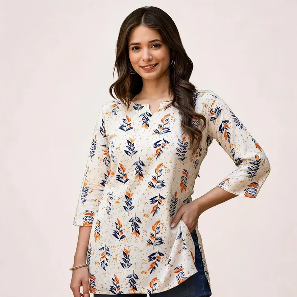 White_Rayon_Slub_Relaxed_Fit_Leafy_Printed_Top_For_Women