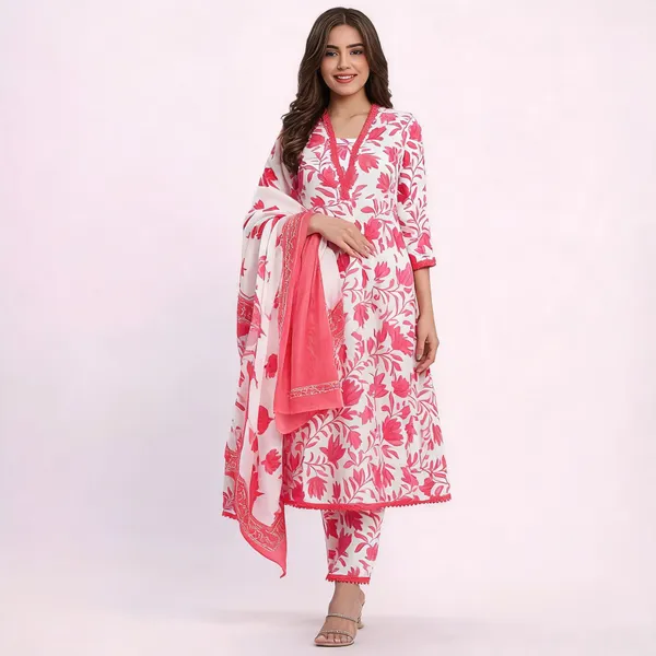Red_Rayon_Slub_Straight_Floral_Printed_Ethnic_Suit_Set_For_Women